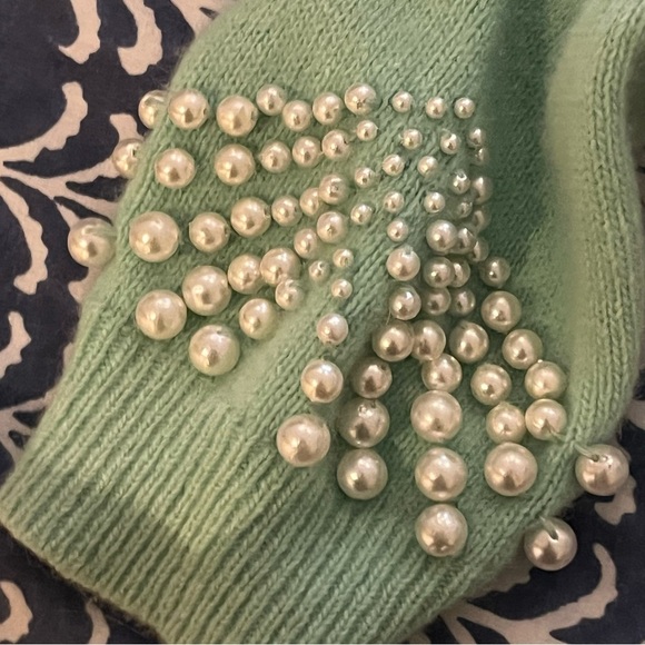 Vintage Mint Green Pearl Embellished Lambswool Angora Franco Valeri Sweater - Picture 5 of 8